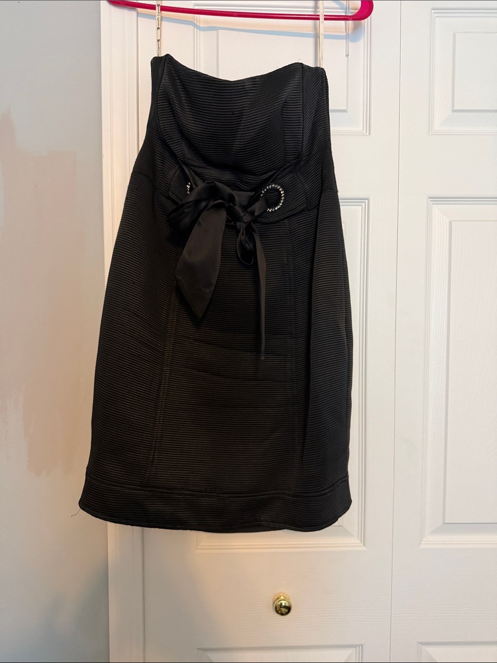Nanette Lepore Black Strapless Ribbon-Accent Skirt